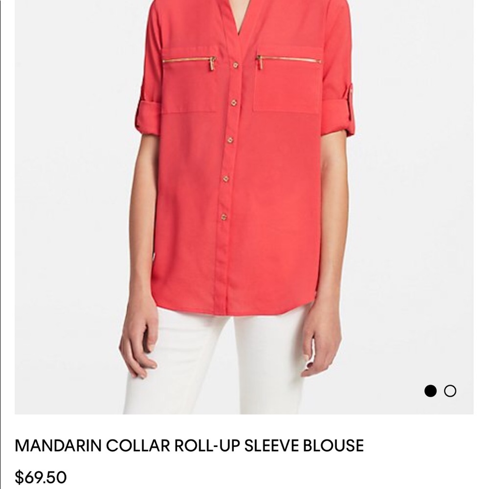 COLLAR ROLL-UP SLEEVE BLOUSE NWOT